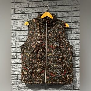 Christopher & Banks Black Paisley Print Full Zip Vest Sz XL